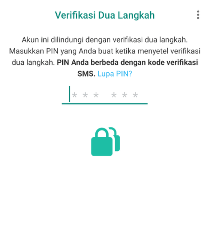 Fungsi PIN Verifikasi 2 Langkah WhatsApp