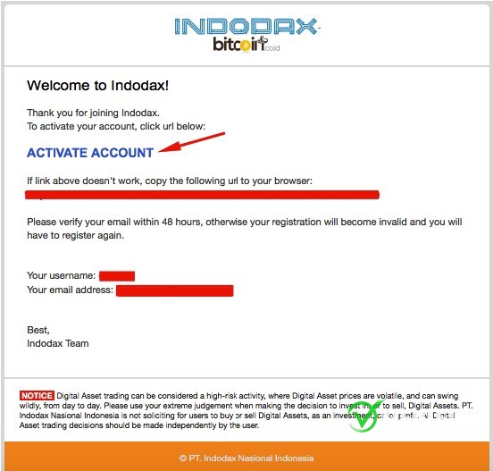 Kirim Email ke Indodax