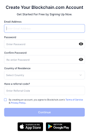 Masukkan alamat email dan password yang ingin kamu gunakan untuk akun Blockchain.