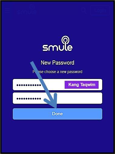Masukkan password Smule yang baru.