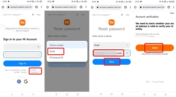 Mengatasi lupa kata sandi HP Xiaomi melalui fitur Lupa Password