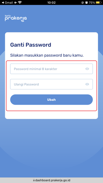 TapUbah Password agar menyimpan kata sandi yang baru.